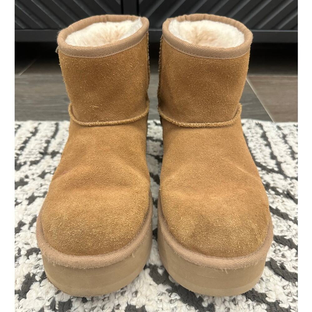 UGG Kids Classic Mini Platform Chestnut Boots Big Kid Size 6 - Picture 3 of 9